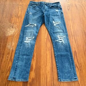 American‎ Eagle Jeans Men's 34x32 Slim Straight Distressed Medium Wash